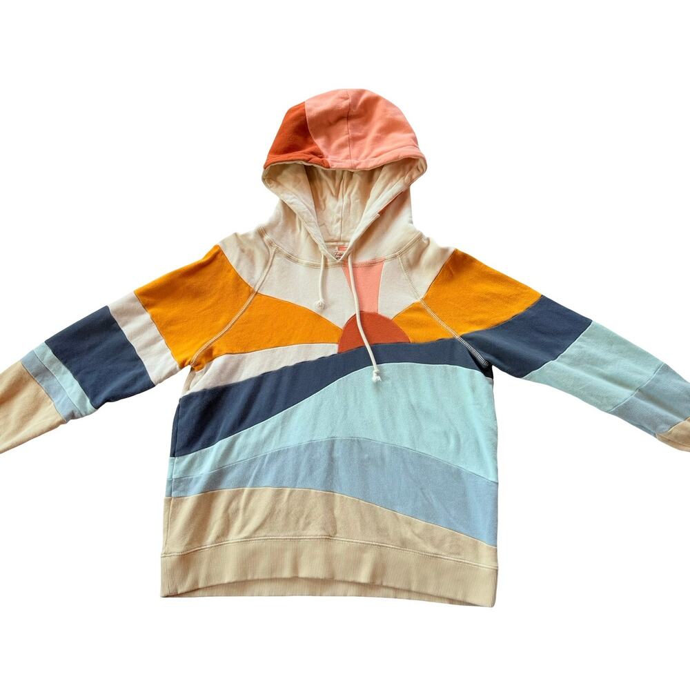 Faherty Hoodie Womens L Soleil Abstract Sunrise Pullover Sunrise Pima Cotton